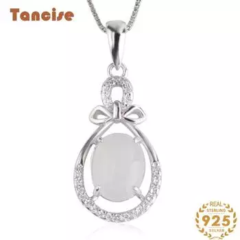 Танциз Стерлингового Серебра 925 Классическое Женское Нефритовое Ожерелье Кулон Циркон Модный Подарок