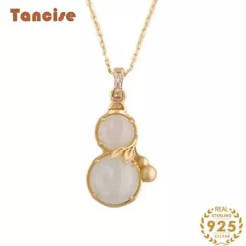 Танциз Стерлингового Серебра 925 Классическое Женское Нефритовое Ожерелье Кулон Циркон Модный Подарок