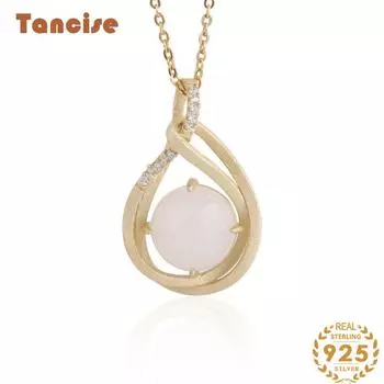 Танциз Стерлингового Серебра 925 Классическое Женское Нефритовое Ожерелье Кулон Циркон Модный Подарок