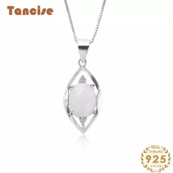 Танциз Стерлингового Серебра 925 Классическое Женское Нефритовое Ожерелье Кулон Циркон Модный Подарок