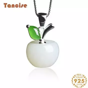 Танциз Стерлингового Серебра 925 Классическое Женское Нефритовое Ожерелье Кулон Циркон Модный Подарок