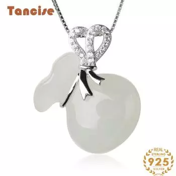 Танциз Стерлингового Серебра 925 Классическое Женское Нефритовое Ожерелье Кулон Циркон Модный Подарок