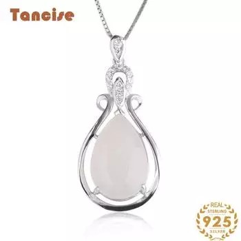 Танциз Стерлингового Серебра 925 Классическое Женское Нефритовое Ожерелье Кулон Циркон Модный Подарок