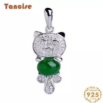 Танциз Стерлингового Серебра 925 Классическое Женское Нефритовое Ожерелье Кулон Циркон Модный Подарок