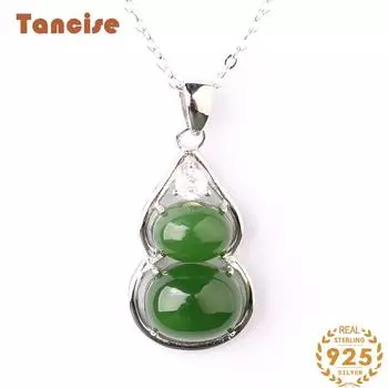 Танциз Стерлингового Серебра 925 Классическое Женское Нефритовое Ожерелье Кулон Циркон Модный Подарок