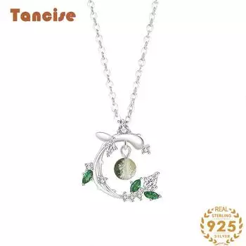 Танциз Стерлингового Серебра 925 Классическое Женское Ожерелье Кулон Циркон Модный Подарок серебряный