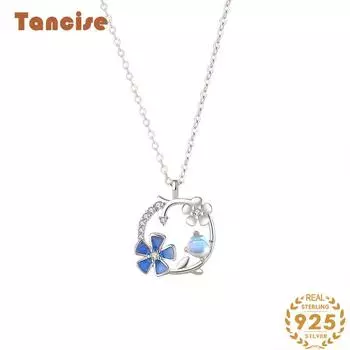 Танциз Стерлингового Серебра 925 Классическое Женское Ожерелье Кулон Циркон Модный Подарок серебряный