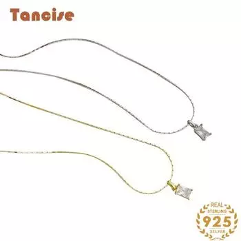 Танциз Стерлингового Серебра 925 Классическое Женское Ожерелье Кулон Циркон Модный Подарок серебряный