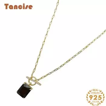 Танциз Стерлингового Серебра 925 Классическое Женское Ожерелье Кулон Циркон Модный Подарок золотой