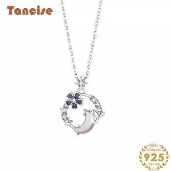 Танциз Стерлингового Серебра 925 Классическое Женское Ожерелье Кулон Циркон Модный Подарок серебряный