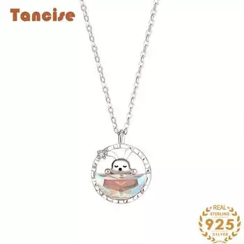 Танциз Стерлингового Серебра 925 Классическое Женское Ожерелье Кулон Циркон Модный Подарок серебряный