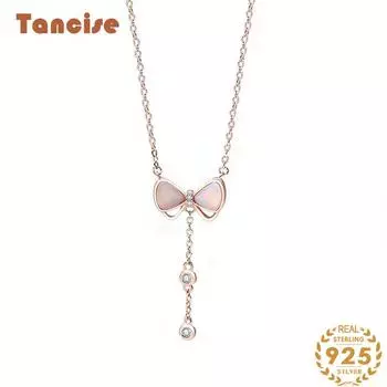 Танциз Стерлингового Серебра 925 Классическое Женское Ожерелье Кулон Циркон Модный Подарок серебряный