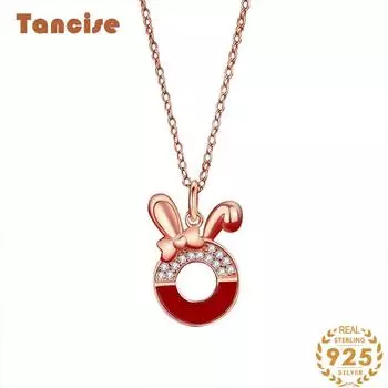 Танциз Стерлингового Серебра 925 Классическое Женское Ожерелье Кулон Циркон Модный Подарок розового золота