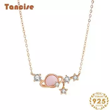 Танциз Стерлингового Серебра 925 Классическое Женское Ожерелье Кулон Циркон Модный Подарок серебряный