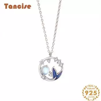 Танциз Стерлингового Серебра 925 Классическое Женское Ожерелье Кулон Циркон Модный Подарок серебряный