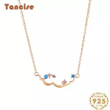 Танциз Стерлингового Серебра 925 Классическое Женское Ожерелье Кулон Циркон Модный Подарок серебряный