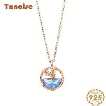 Танциз Стерлингового Серебра 925 Классическое Женское Ожерелье Кулон Циркон Модный Подарок розового золота