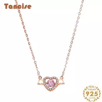 Танциз Стерлингового Серебра 925 Классическое Женское Ожерелье Кулон Циркон Модный Подарок серебряный