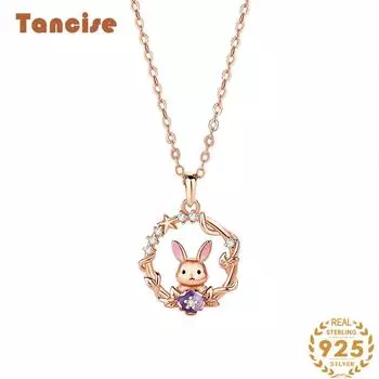 Танциз Стерлингового Серебра 925 Классическое Женское Ожерелье Кулон Циркон Модный Подарок розового золота
