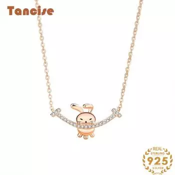 Танциз Стерлингового Серебра 925 Классическое Женское Ожерелье Кулон Циркон Модный Подарок серебряный