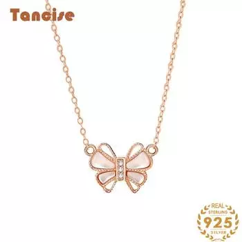 Танциз Стерлингового Серебра 925 Классическое Женское Ожерелье Кулон Циркон Модный Подарок розового золота