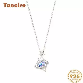 Танциз Стерлингового Серебра 925 Классическое Женское Ожерелье Кулон Циркон Модный Подарок серебряный