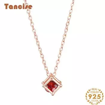 Танциз Стерлингового Серебра 925 Классическое Женское Ожерелье Кулон Циркон Модный Подарок красный