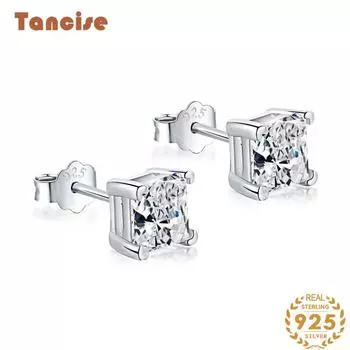 Танциз стерлингового серебра 925 пробы циркон серьги серьги-капли для женщин подарки на свадьбу 6mm серебряный