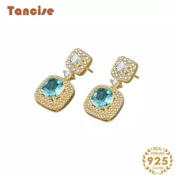 Танциз стерлингового серебра 925 пробы циркон серьги серьги-капли для женщин подарки на свадьбу золотой