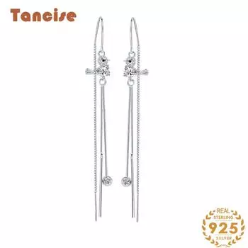 Танциз стерлингового серебра 925 пробы циркон серьги серьги-капли для женщин подарки на свадьбу серебряный