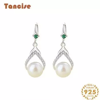 Танциз стерлингового серебра 925 пробы циркон серьги серьги-капли для женщин подарки на свадьбу серебряный