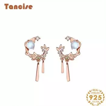 Танциз стерлингового серебра 925 пробы циркон серьги серьги-капли для женщин подарки на свадьбу серебряный