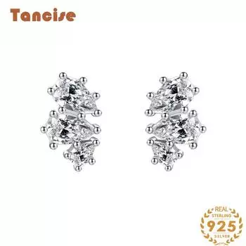 Танциз стерлингового серебра 925 пробы циркон серьги серьги-капли для женщин подарки на свадьбу серебряный