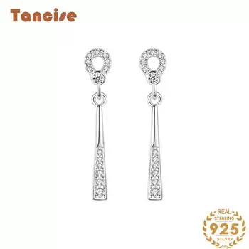 Танциз стерлингового серебра 925 пробы циркон серьги серьги-капли для женщин подарки на свадьбу серебряный