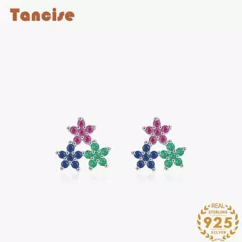 Танциз стерлингового серебра 925 пробы циркон серьги серьги-капли для женщин подарки на свадьбу разноцветный