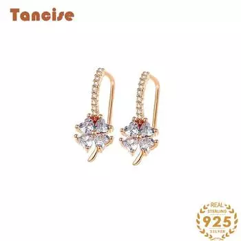 Танциз стерлингового серебра 925 пробы циркон серьги серьги-капли для женщин подарки на свадьбу серебряный
