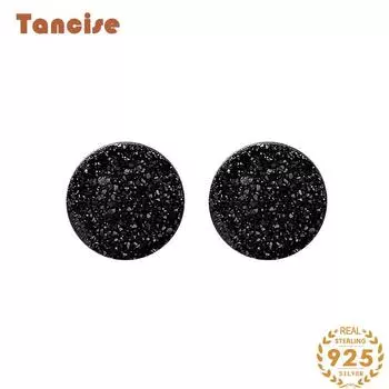 Танциз стерлингового серебра 925 пробы циркон серьги серьги-капли для женщин подарки на свадьбу 6mm чёрный