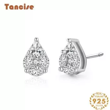 Танциз стерлингового серебра 925 пробы циркон серьги серьги-капли для женщин подарки на свадьбу серебряный