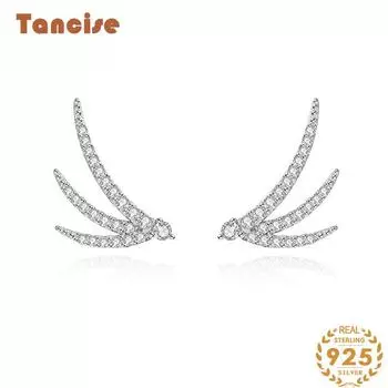 Танциз стерлингового серебра 925 пробы циркон серьги серьги-капли для женщин подарки на свадьбу серебряный