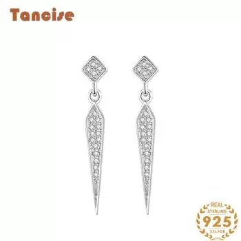 Танциз стерлингового серебра 925 пробы циркон серьги серьги-капли для женщин подарки на свадьбу серебряный