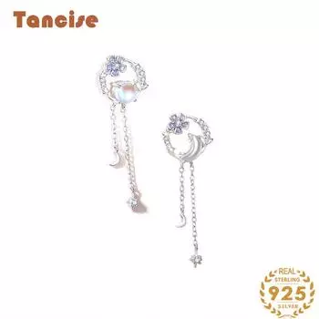 Танциз стерлингового серебра 925 пробы циркон серьги серьги-капли для женщин подарки на свадьбу серебряный