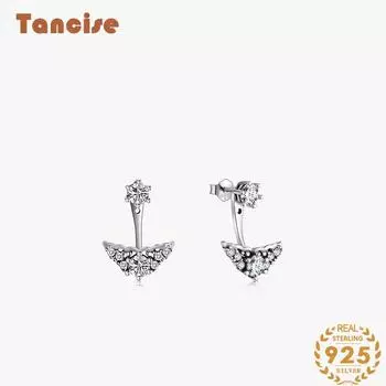 Танциз стерлингового серебра 925 пробы циркон серьги серьги-капли для женщин подарки на свадьбу серебряный