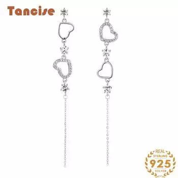 Танциз стерлингового серебра 925 пробы циркон серьги серьги-капли для женщин подарки на свадьбу серебряный