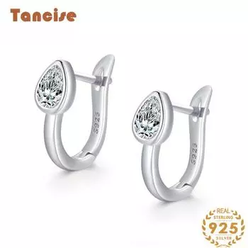 Танциз стерлингового серебра 925 пробы циркон серьги серьги-капли для женщин подарки на свадьбу серебряный