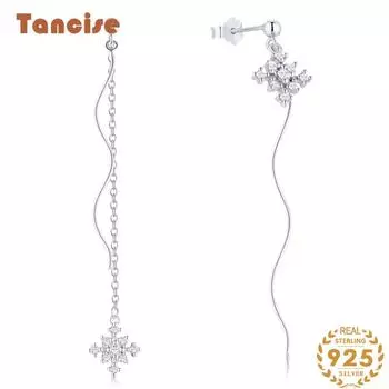 Танциз стерлингового серебра 925 пробы циркон серьги серьги-капли для женщин подарки на свадьбу серебряный