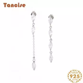 Танциз стерлингового серебра 925 пробы циркон серьги серьги-капли для женщин подарки на свадьбу серебряный
