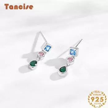 Танциз стерлингового серебра 925 пробы циркон серьги серьги-капли для женщин подарки на свадьбу серебряный