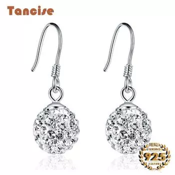 Танциз стерлингового серебра 925 пробы циркон серьги серьги-капли для женщин подарки на свадьбу