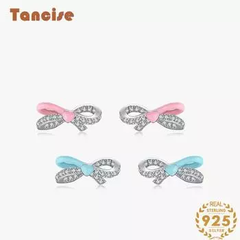 Танциз стерлингового серебра 925 пробы циркон серьги серьги-капли для женщин подарки на свадьбу синий