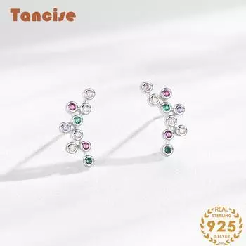 Танциз стерлингового серебра 925 пробы циркон серьги серьги-капли для женщин подарки на свадьбу разноцветный